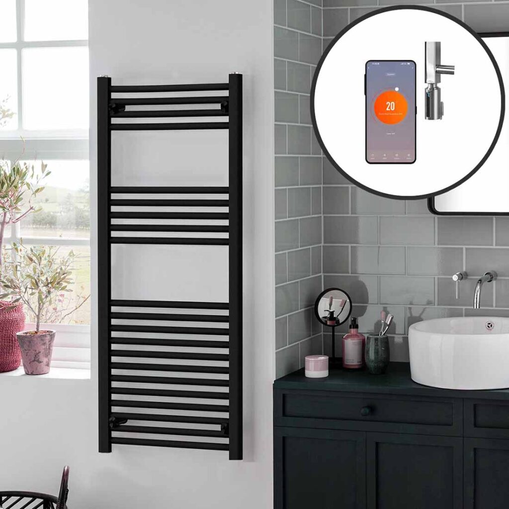 Bellerby Straight Black Wifi Thermostatic Electric Towel Radiator Buy