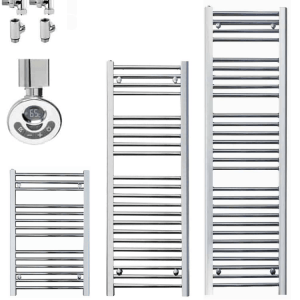 Bellerby Straight Thermostatic Dual Fuel Heated Towel Rail, Timer, Chrome Modern, Stylish Heating Products For Sale. Great Deals Buy Online From Richmond Radiators UK Shop 2