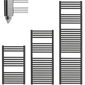 Bellerby Straight CP Electric Heated Towel Rail, Prefilled, Black Modern, Stylish Heating Products For Sale. Great Deals Buy Online From Richmond Radiators UK Shop