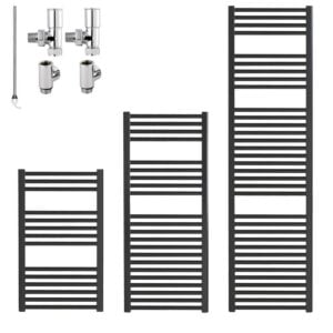 Bellerby Straight CP Dual Fuel Heated Towel Rail, Black Modern, Stylish Heating Products For Sale. Great Deals Buy Online From Richmond Radiators UK Shop