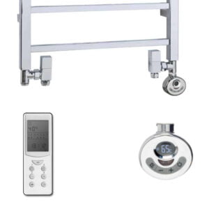Dual Fuel Heated Towel Rail Kit F – Thermostatic Element, Chrome Square Valves Modern, Stylish Heating Products For Sale. Great Deals Buy Online From Richmond Radiators UK Shop