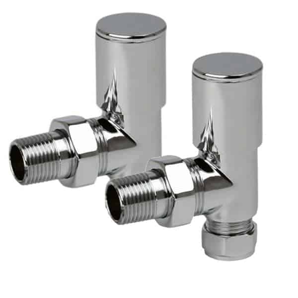 Angled Round Valves for and Dual Fuel Towel Rail Radiator 1