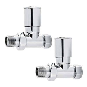 Straight Manual Heated Towel Rail / Radiator Valves – Round, Chrome Modern, Stylish Heating Products For Sale. Great Deals Buy Online From Richmond Radiators UK Shop