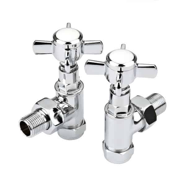 Traditional Angled Tap Valves for Dual Fuel Towel Rail Radiator 1