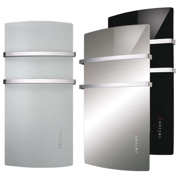 Radialight Deva Glass Vertical Electric Bathroom Heater + Towel Bars