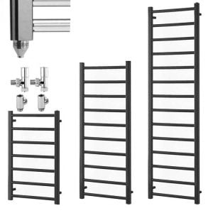 Abby Modern PTC Dual Fuel Heated Towel Rail, Anthracite Modern, Stylish Heating Products For Sale. Great Deals Buy Online From Richmond Radiators UK Shop
