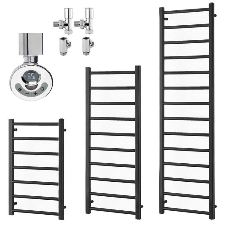 Dual Fuel Bray Straight Chrome Heated Towel Rail / Warmer Timer Thermostat 