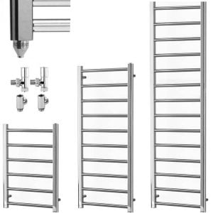 Abby Modern PTC Dual Fuel Heated Towel Rail, Chrome Modern, Stylish Heating Products For Sale. Great Deals Buy Online From Richmond Radiators UK Shop