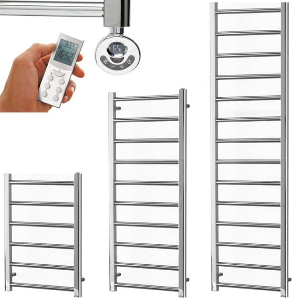 Abby Modern Thermostatic Electric Heated Towel Rail, Timer, Chrome Modern, Stylish Heating Products For Sale. Great Deals Buy Online From Richmond Radiators UK Shop 3
