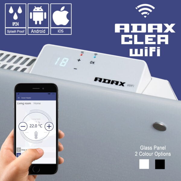ADAX Clea WiFi Glass Portable Electric Heater, Thermostat, Timer Modern, Stylish Heating Products For Sale. Great Deals Buy Online From Richmond Radiators UK Shop 6